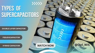 Types of supercapacitors  EDLC Pseudocapacitor Hybrid Capacitor [upl. by Idnor992]