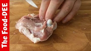 Easy way to debone a chicken thigh  a quothowtoquot tutorial [upl. by Attenwahs]