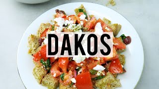 Dakos  Greek Salad  Super Tasty Vegan Recipe [upl. by Nnayrrehs882]