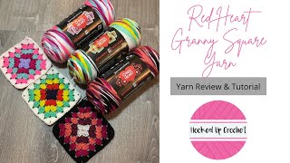 Red Heart Granny Square Yarn Review amp Tutorial redheartyarn yarnspirations crochettutorial [upl. by Isa]