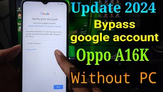 FRP Bypass Oppo A16K  Oppo A16k google account bypass  oppofrplockbypass [upl. by Anoirtac]