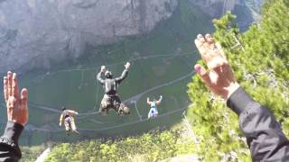 BASE JUMP in Lauterbrunnen  Multi Way La Mousse Exit [upl. by Atinhoj]