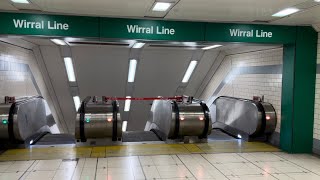 Liverpool England 2x Schindler Escalator ride at Moorfields Merseyrail station between both lines [upl. by Nahk]