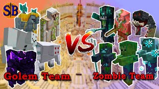 Zombie Team vs Golem Team in 119  Minecraft Mob Battle [upl. by Thetos]