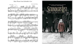 Schindlers List Main Theme  piano solo music sheet [upl. by Orth]