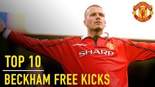 David Beckhams Top 10 Premier League Free Kicks  Manchester United [upl. by Ttoille]