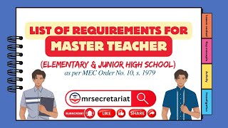 List of Requirements for Master Teacher Positions MEC10s1979 [upl. by Edlihtam]