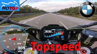 BMW M1000RR 2022  TOPSPEED on AUTOBAHN  GPS 305 kmh [upl. by Ennovad]