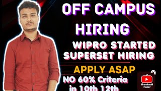 WIPRO STARTED SUPERSET MASS HIRING  No 60 criteria in 1012  good opportunity fr Diploma students [upl. by Oaht]