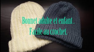 DIY  Bonnet Au Crochet  Adulte et enfant [upl. by Cybill]