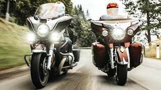 Review BMW R 18 Transcontinental vs Indian Roadmaster 2021 Shootout [upl. by Wilhide]