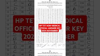 HP TET NONMEDICAL NOVEMBER 2024 OFFICIAL ANSWER KEY [upl. by Arvin]