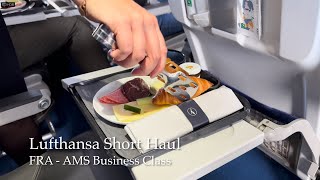 Lufthansa Business Class  German Short Haul Business Class  FRA  AMS [upl. by Schrader]