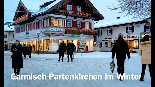 Garmisch Partenkirchen Rundgang im Winter HD walking Video 4K [upl. by Annahsad]