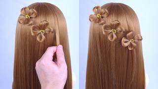 Easy amp Unique Hairstyle For Wedding amp Prom  Waterfall Braid Half Up Half Down Tutorial Step By Step [upl. by Airitak569]