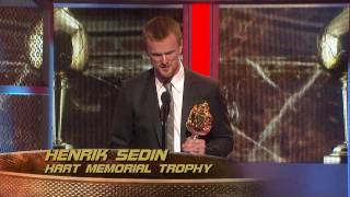 Henrik Sedin Wins the Hart Trophy  HD [upl. by Nomrac]