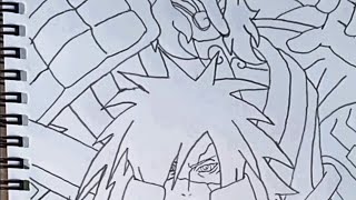 madara uchiha with susanoo drawing part 1 anime shorts drawing [upl. by Ieppet589]