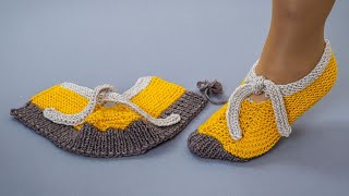 Simple slippers on 2 knitting needles easily [upl. by Cloris741]