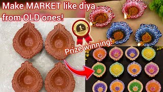 😍Diya decoration ideas Diya making competitionfestival Diya decoration from waste materials [upl. by Ahsienauq832]