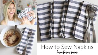 How to Sew Napkins with Mitered Corners  Learn to Sew Series [upl. by Dosi]