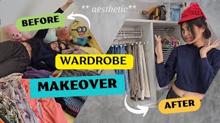 EXTREME WARDROBE MAKEOVER 🤍 aesthetic organizing cleaning [upl. by Romy]