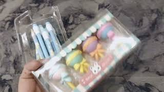 cute pencils and erasers unboxing under ₹200  Work with patience [upl. by Malachy546]