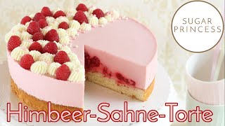 🍰 Blitzschnelle Himbeersahne Torte mit Biskuit und Götterspeise  Rezept von Sugarprincess [upl. by Einaj]