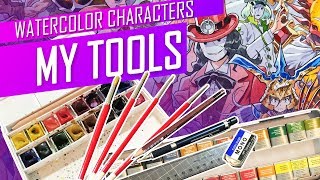 How to draw with watercolor  MY TOOLS AND ART SUPPLIES  English subs [upl. by Aihsital]