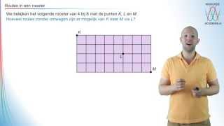 Combinatoriek  routes in een rooster  WiskundeAcademie [upl. by Najib]