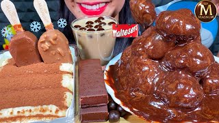 ASMR CHOCOLATE CAKE PROFITEROLE TIRAMISUMAGNUM ICE CREAM KINDER PINGUI MILK MASSIVE Eating Sounds [upl. by Oinolopa]