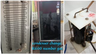 Hitachi double door fridge R600 gas condenser change [upl. by Ogaitnas]