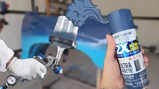 Lets Spray  Rustoleum True Navy Paint using an Automotive Spray Gun [upl. by Aynwad]