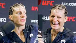 KAYLA HARRISON REVEALS SECRET BET SHE MADE WITH ALEX PEREIRA AND REACTS TO WIN AT UFC 307 [upl. by Mailliw727]