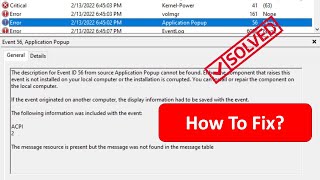 Fix Error Event d 56 Application Popup [upl. by Farr242]