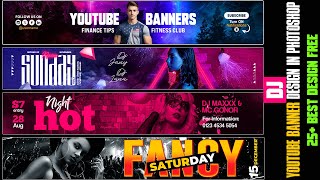 YouTube Banner Design In Photoshop 2024  Photoshop Tutorial Bonus 25  best design [upl. by Niarb]