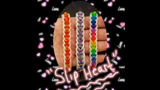 NEW quotSlip Heartquot Rainbow Loom BraceletHow To Tutorial [upl. by Pamella]