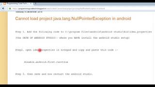 Cannot load project javalangNullPointerException Android Studio SOLUTION 100 work [upl. by Auqined561]