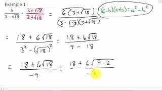 Rationalizing The Denominator Multiplying By Conjugate of Denominator [upl. by Navap]