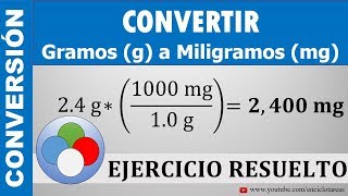 CONVERTIR DE GRAMOS g A MILIGRAMOS mg  g a mg [upl. by Bernadine]