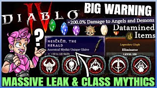 Diablo 4  CONFIRMED BIG DATAMINE New Class Mythic Unique Legendary Glyphs New Angels amp More [upl. by Eninahs]