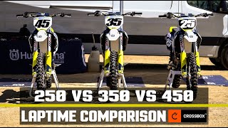 250 VS 350 VS 450  Husqvarna Comparison with Lap Times  Which is Fastest [upl. by Aerdnaek]