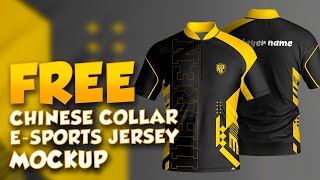 FREE CHINESE COLLAR JERSEY MOCKUP DESIGN FREE MANDARIN COLLAR MOCKUP PSD [upl. by Burd]