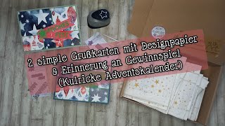 2 simple Karten mit Designpapier inkl Erinnerung Gewinnspiel Kulricke amp Rabattaktion Heindesign [upl. by Gert]