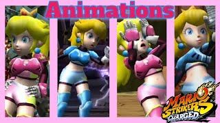 Mario Strikers Charged  Peach Winning losing entrance Special animationsunused blue outfit [upl. by Atteynad996]