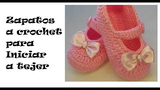 Zapatos a crochet para bebe talla 12 son Zapatito para principiantes en tejer a mano con ganchillo [upl. by Einaffets]