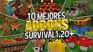 😯Top 10 MEJORES ADDONS SURVIVAL para MINECRAFT 120  12062 BedrockPE MODS MINECRAFT PE 120 [upl. by Tisdale]