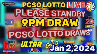 LIVE PCSO LOTTO 9PM DRAW RESULT JANUARY 2 2024 [upl. by Rangel]