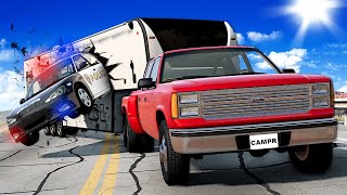 POLICE CHASE LONG TRAILER BeamNG Drive [upl. by Aline]