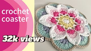 crochet coaster tutorial for beginners crochet yt crochettutorial crochetcoaster [upl. by Ekyt]