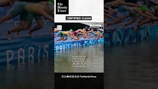 Olympic triathletes swim in Seine River [upl. by Ashraf]